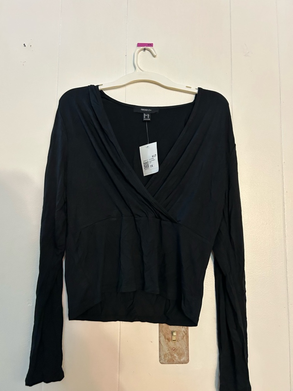 Forever 21 Black Wrap-Style Long Sleeve Top